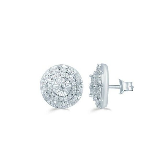 1/4Ct TW Diamond Round Cluster Stud Earring in Sterling Silver by Fifth … - Picture 2 of 4